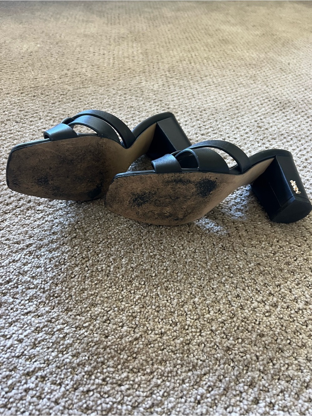 Saint Laurent Black Leather Knot Mule Heels - Picture 5 of 5